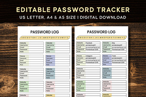 Editable Password Tracker