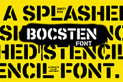 Bocsten – Splashed Stencil Font, a Sans Serif Font by Drizy (Thumbnail 1 of 9)
