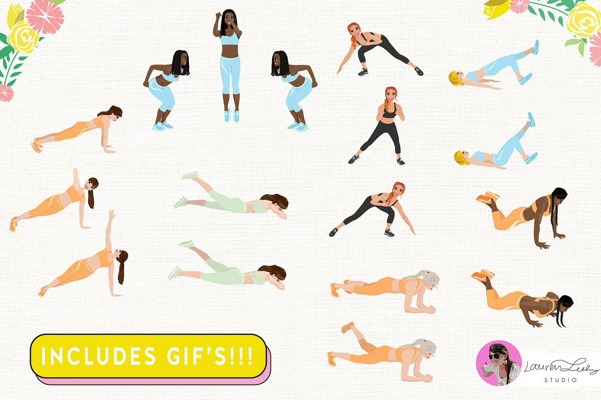 Exercise Fitness Poses Female, a Person Illustration by Lauren Lesley Studio (Photo 4 of 5)