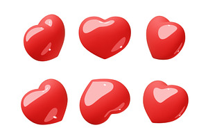 Cartoon 3d hearts. Red glossy, an Object Illustration by YummyBuum