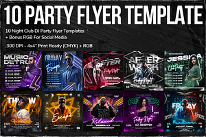 10 DJ Party Flyer Template, a Print Template by OnurDemircan