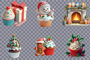 Watercolor Christmas Cupcake Clipart, an Illustration by SVGArt (Thumbnail 3 of 8)