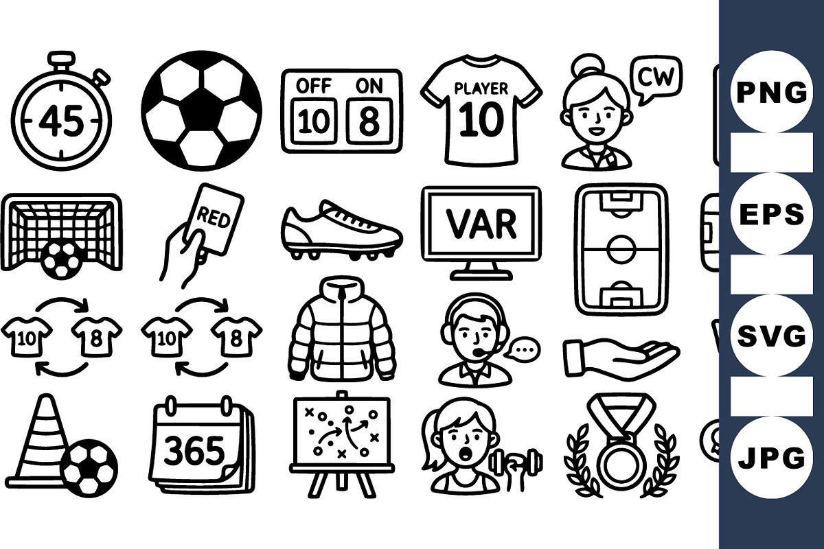 Soccer Sport Icon Clipart Set, an Illustration by designvectx (Photo 1 of 3)