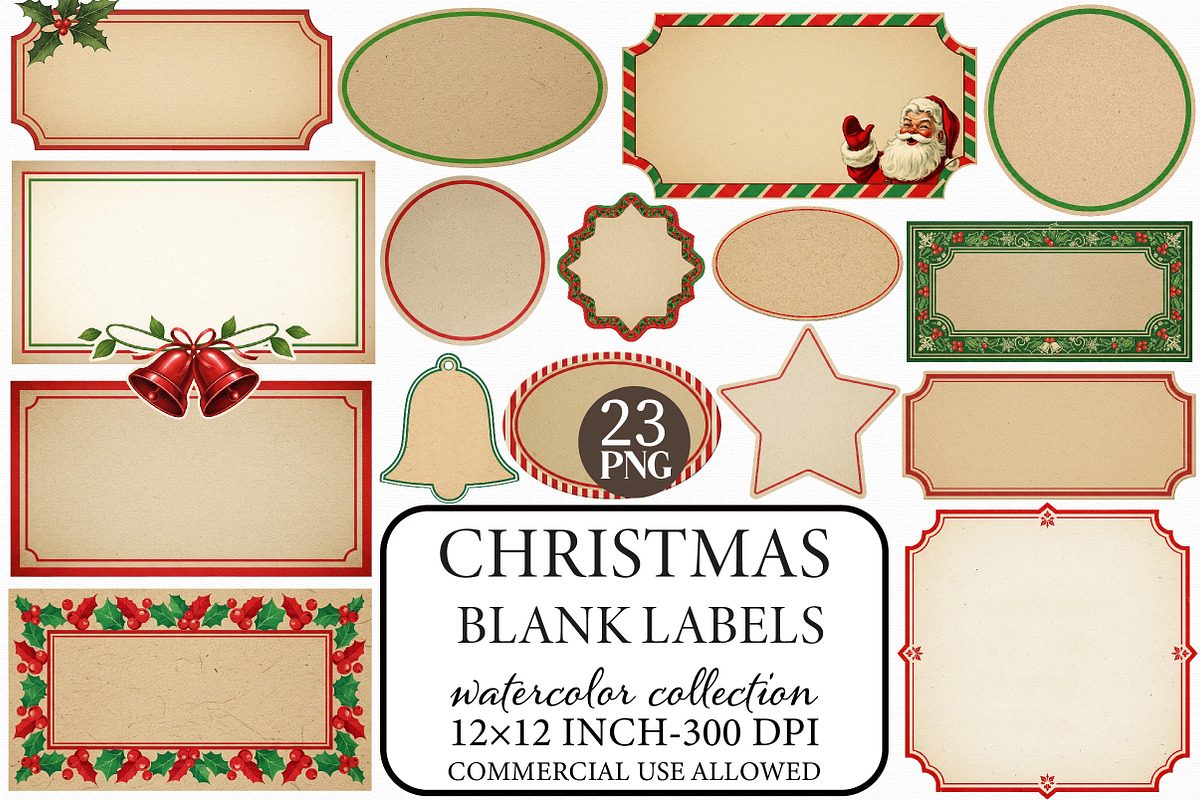 Vintage Christmas Blank Labels, an Illustration by Libby Wishes (Photo 1 of 4)
