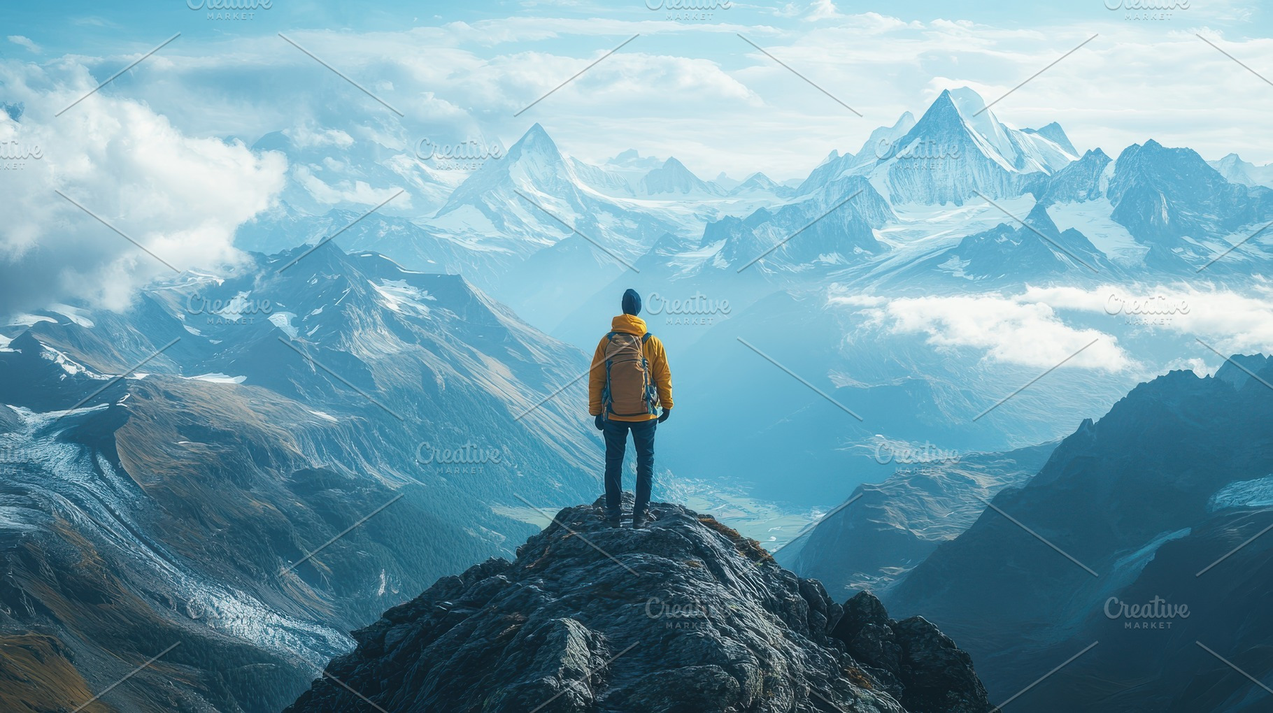 Mountain Majesty: Solitary explorer, a Background Photo by Pixeness