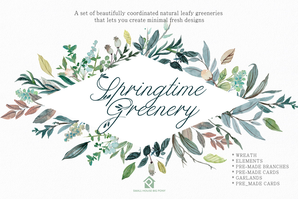 SPRINGTIME GREENERY SET, an Illustration by SmallHouseBigPony (Photo 1 of 12)