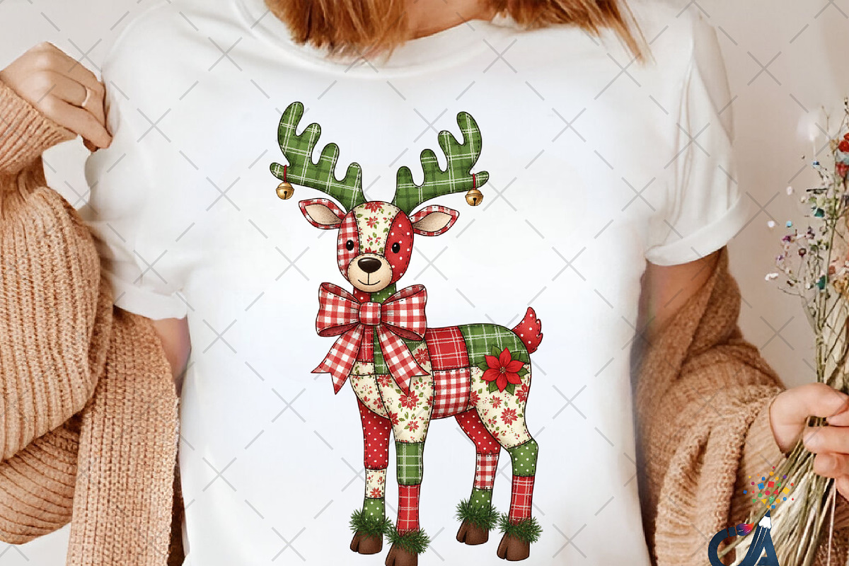 Christmas Patchwork Reindeer PNG, an Illustration by Creative Art (Photo 5 of 6)