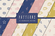 13 Hand Drawn Patterns, a Pattern Graphic by CuteDreamyDesign (Thumbnail 1 of 7)