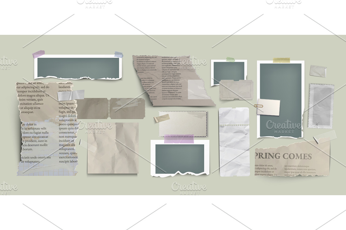 Retro scrapbook collection with, an Illustration by art PVP - market