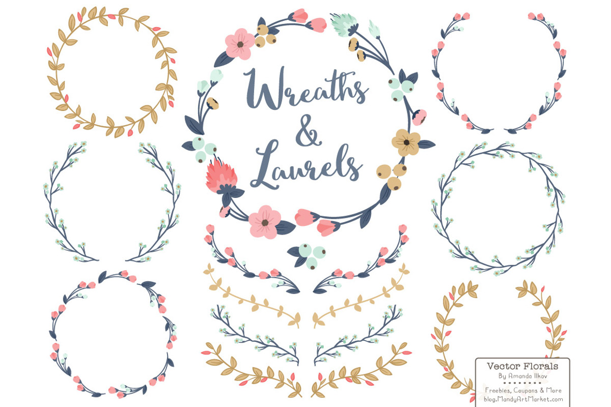 Modern Chic Vector Flower Wreaths, an Illustration by Amanda Ilkov (Photo 1 of 3)
