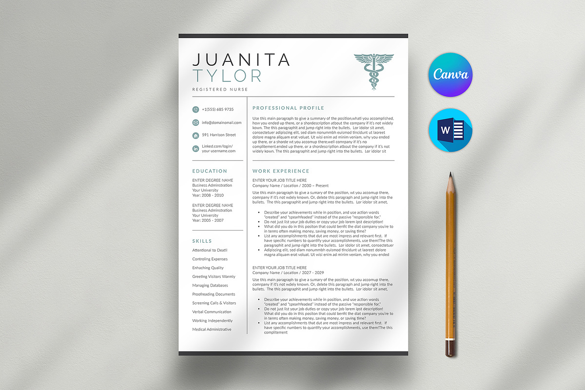 Nurse Resume Template Canva, a Resume Template by DesignDevisers (Photo 2 of 13)