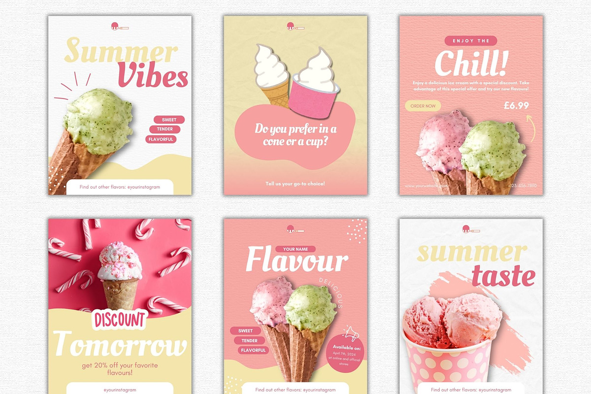 ICE CREAM shop Canva templates, a Social Media Template by Talipic Designs (Photo 3 of 7)