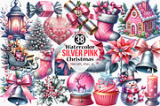 Silver Pink Christmas Clipart, an Illustration by Canvas Craft (Thumbnail 1 of 7)