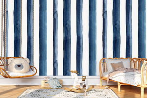 Watercolour Stripes In Dark Navy