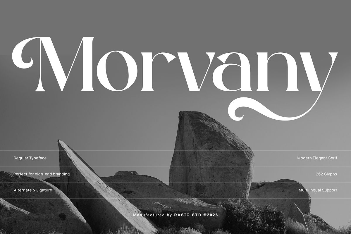 Morvany Modern Elegant Serif Font, a Serif Font by Rasio Studio (Photo 1 of 9)