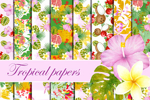 Tropical Flower Clipart And Patterns