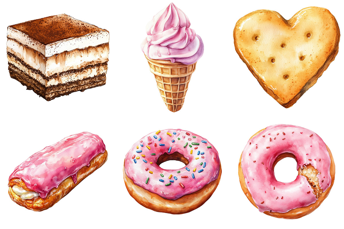 Watercolor Sweets Clipart, an Illustration by Daily.Designs (Photo 3 of 5)