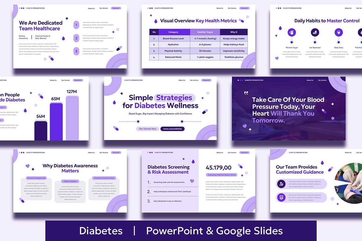 Diabetes Presentation Template, a Presentation Template by BumbleGraph Studio (Photo 1 of 5)