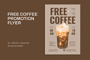 Free Coffee Promotion Flyer, a Flyer Template by Gumico Studio.