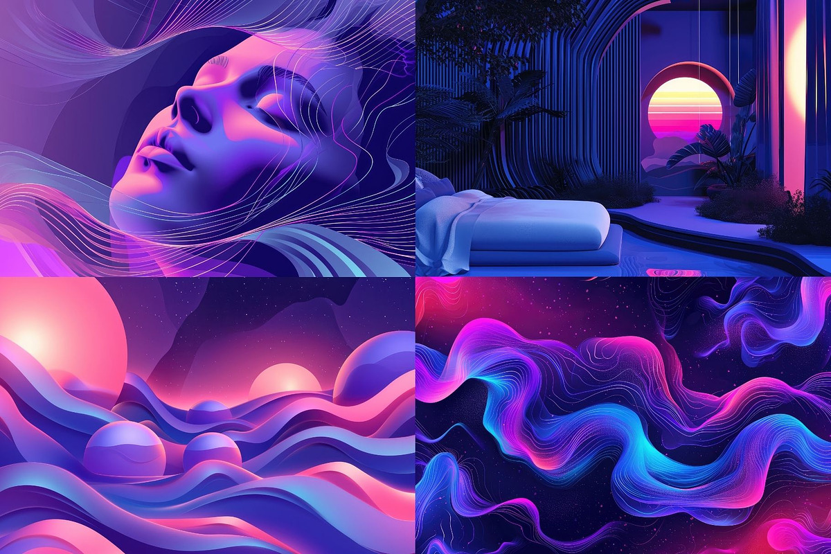32 Ethereal Neon Dreamscapes, a Decorative Illustration by HipFonts (Photo 2 of 9)