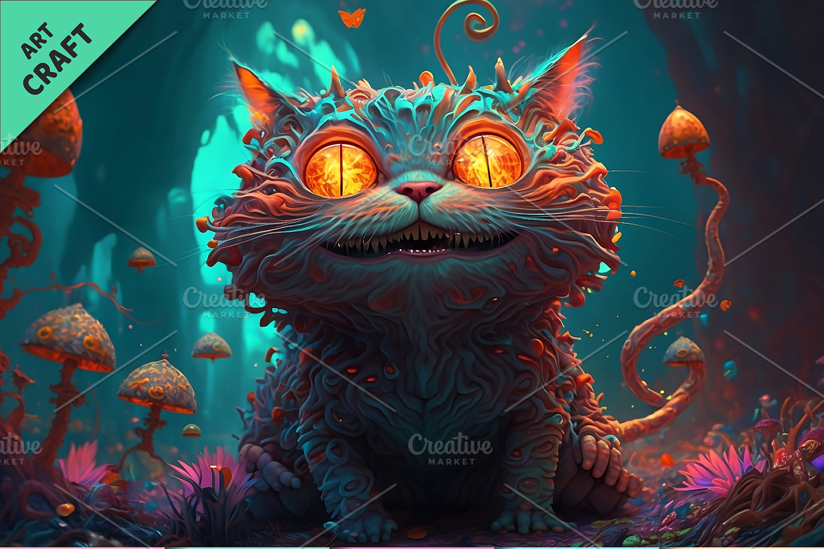 Psychedelic cat. Art., an Animal Illustration by KENO Mascots (Photo 3 of 6)