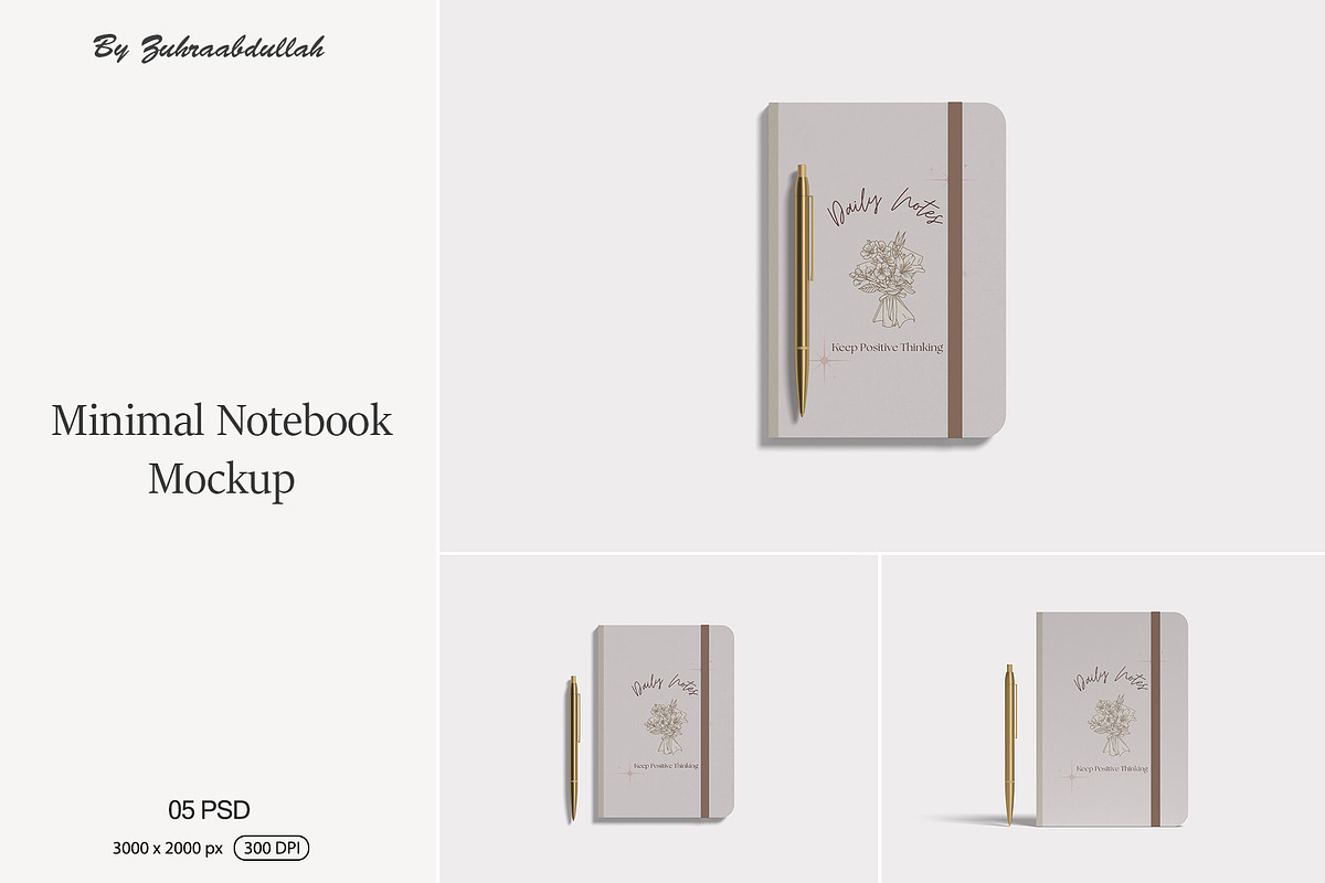 Minimal Notebook Mockup, a Print Template by zuhraabdullah (Photo 1 of 7)