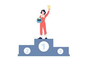 Girl racer win. Happy female sport, a Sport Illustration by LadadikArt