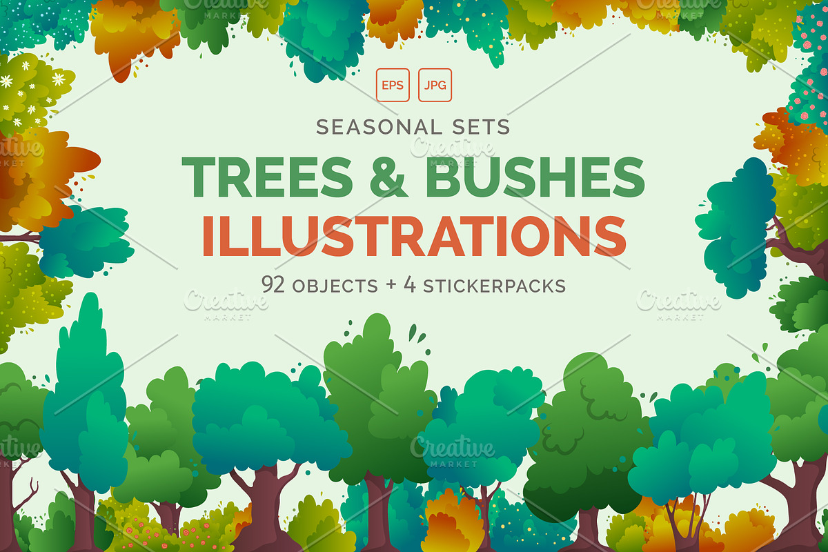 Trees and Bushes Illustration, a Graphic by 35lab (Photo 1 of 6)