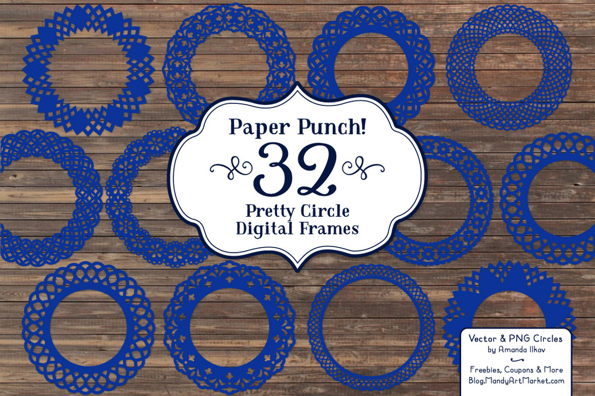 Royal Blue Lace Circle Frames, an Illustration by Amanda Ilkov (Photo 3 of 5)