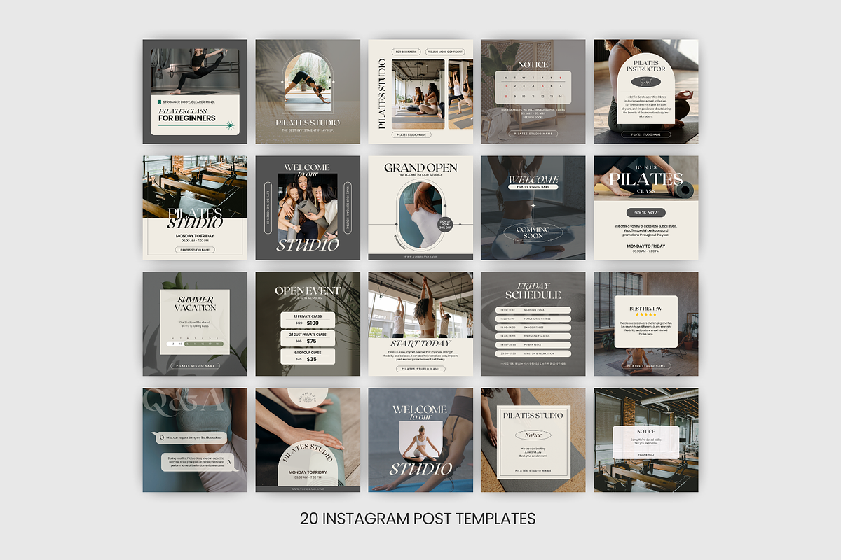 Pilates Yoga Instagram Templates, a Social Media Template by MiavoDesign (Photo 5 of 6)