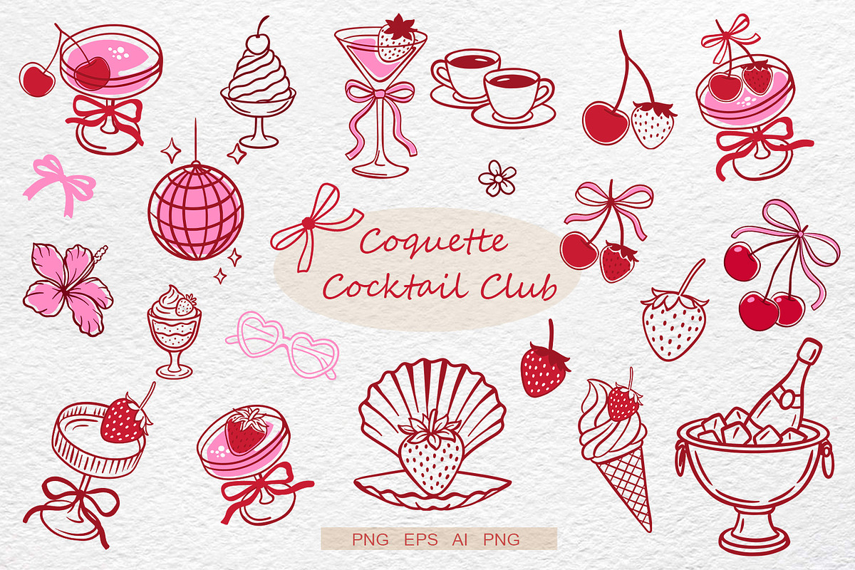 Coquette Cocktail Club - Hand-Drawn, an Object Illustration by Watercolor dreams (Photo 1 of 4)