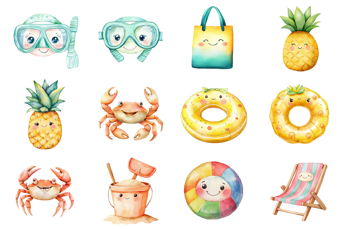 Cute Summer Clipart, a Seasonal Illustration by CitraGraphics (Photo 4 of 7)