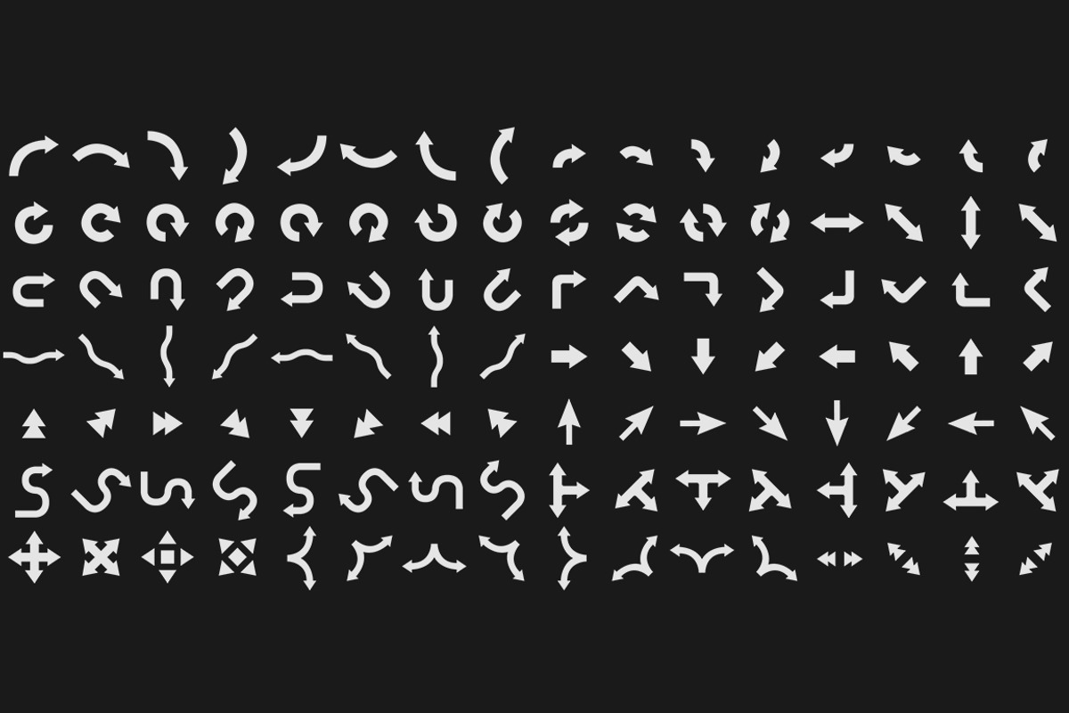 100+ Vector arrows set & web font preview 4