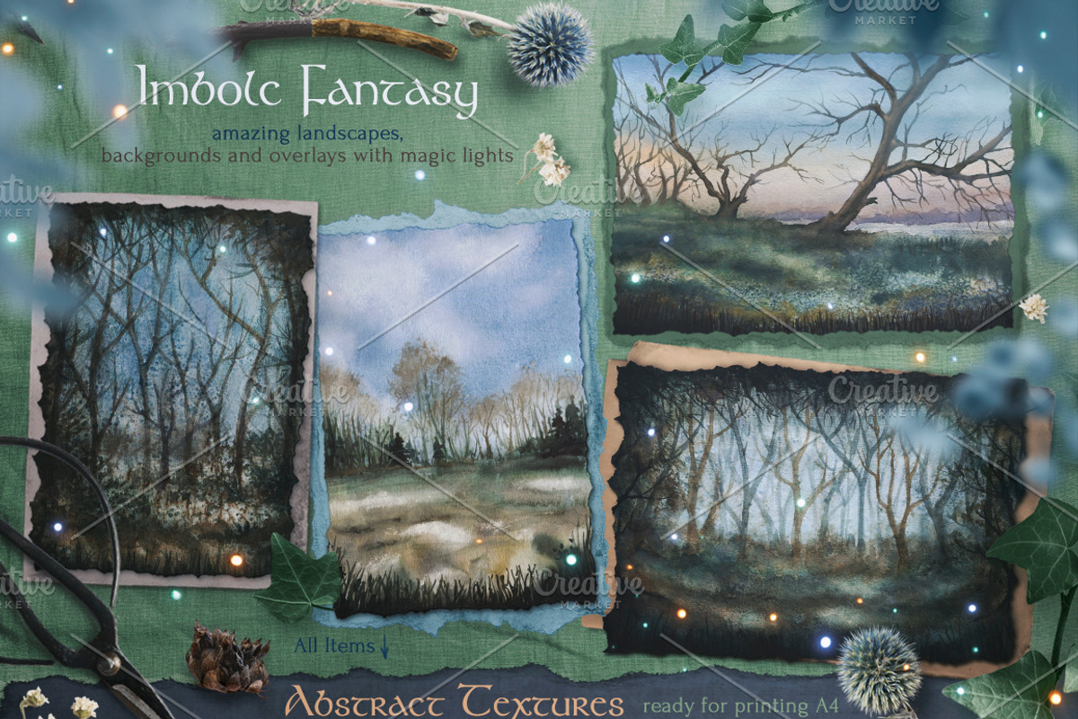 Imbolc Celtic Winter Watercolor Set, a Texture Illustration by Fluffy Unicorn (Photo 7 of 13)