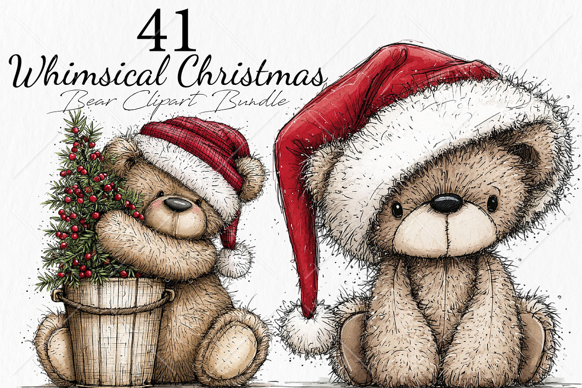 Whimsical Christmas Bear Clipart PNG, a Seasonal Illustration by Canvas Craft (Photo 1 of 10)