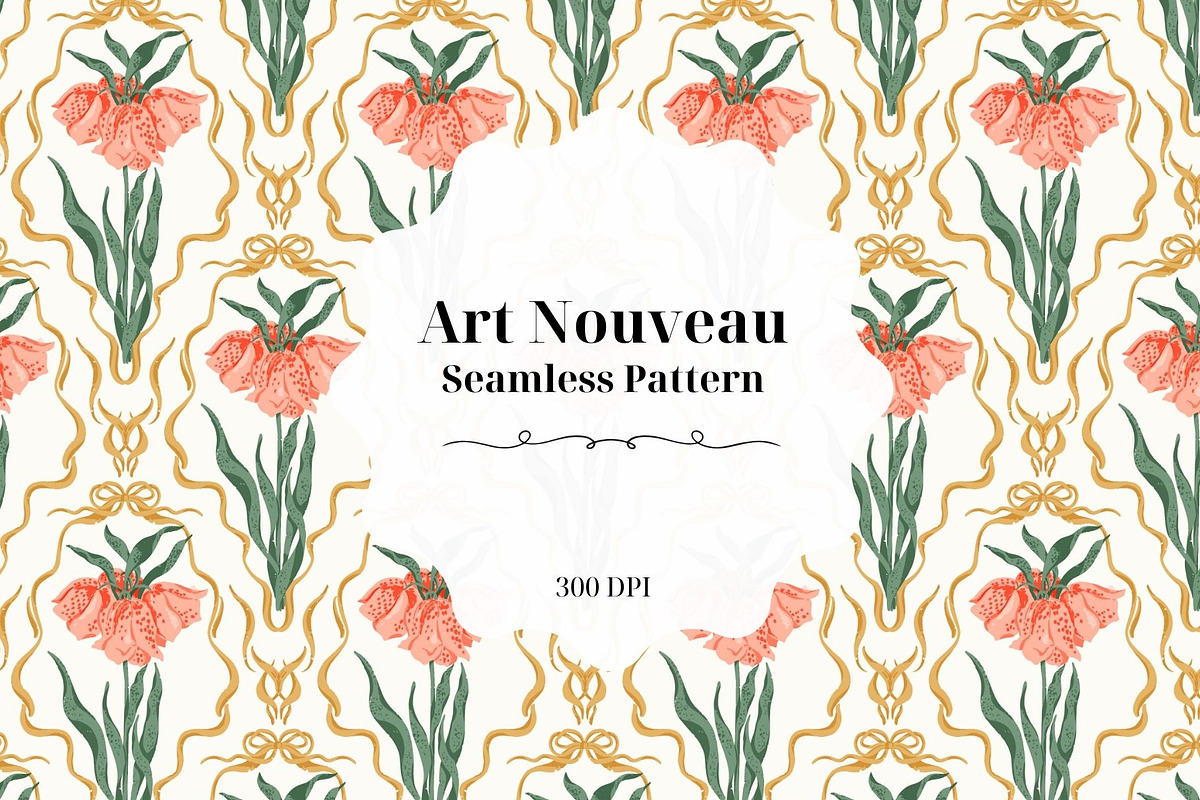 Elegant Art Nouveau Floral Pattern, a Pattern Graphic by PaperJamLab (Photo 1 of 7)