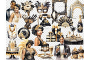 1920s Party Black Clipart, a Person Illustration by GlamArtZhanna (Thumbnail 4 of 5)