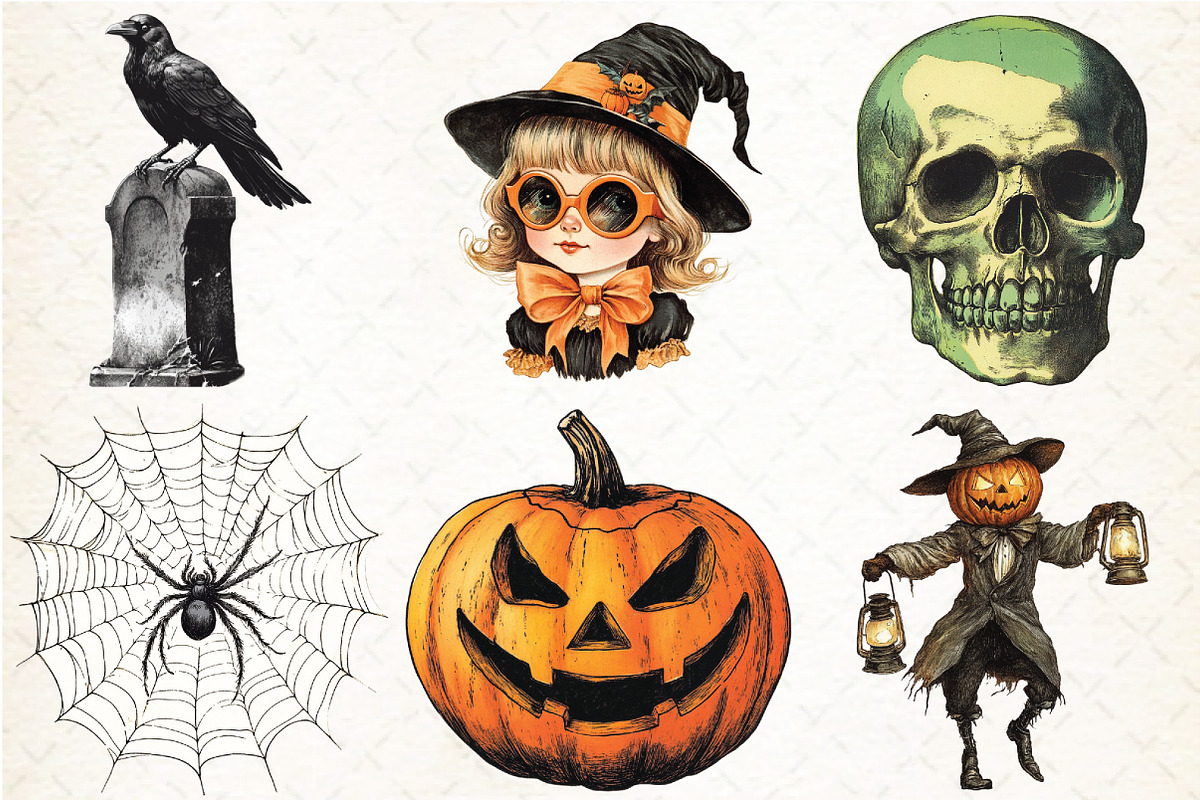 VIntage Halloween  Bundle -25 PNG, an Illustration by Libby Wishes (Photo 8 of 9)