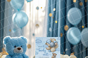 Boy baby shower invitation mockup, an Advertising Mockup by Blush Roses Print (Thumbnail 2 of 8)