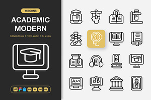 Academic Modern Icons, an Outline Icon by Spacepixel Creative