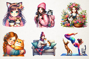 Cute Catlover Girl Clipart, an Illustration by RobertsArt (Thumbnail 5 of 7)