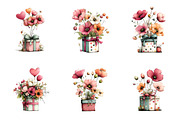 Flowers in gift box clipart, an Illustration by SinaCreation (Thumbnail 2 of 8)