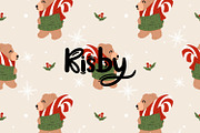 Christmas Bear Candy Cane Seamless, a Pattern Graphic by KisbyArt (Thumbnail 1 of 3)