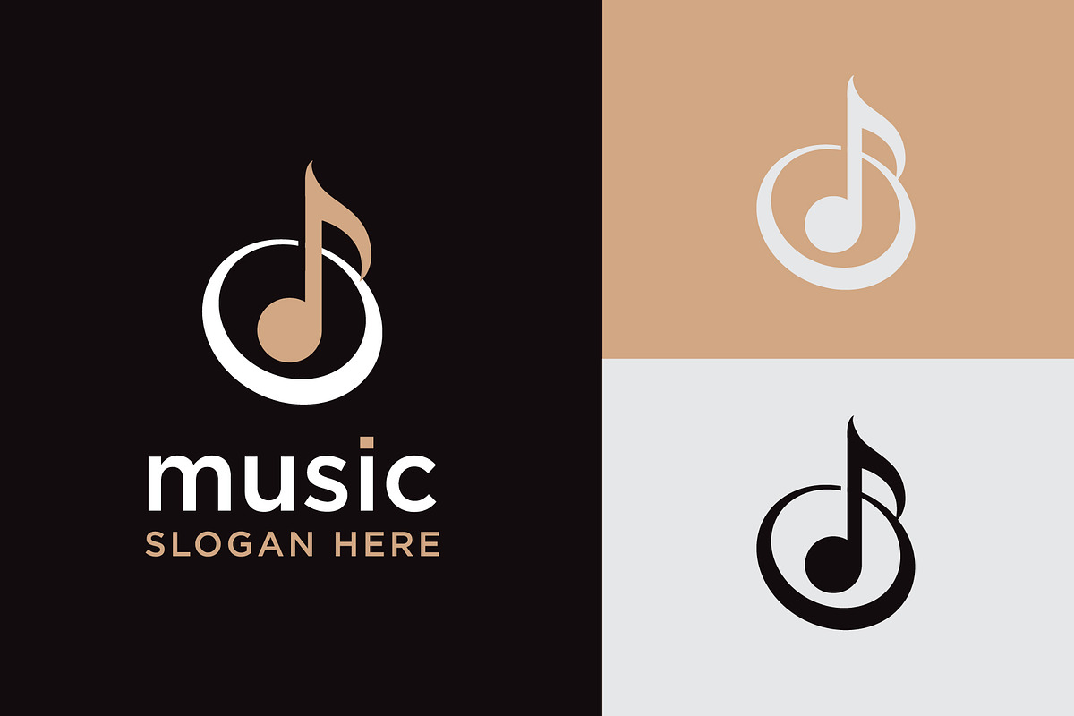 minimalist note music logo design, a Branding & Logo Template by funpixel