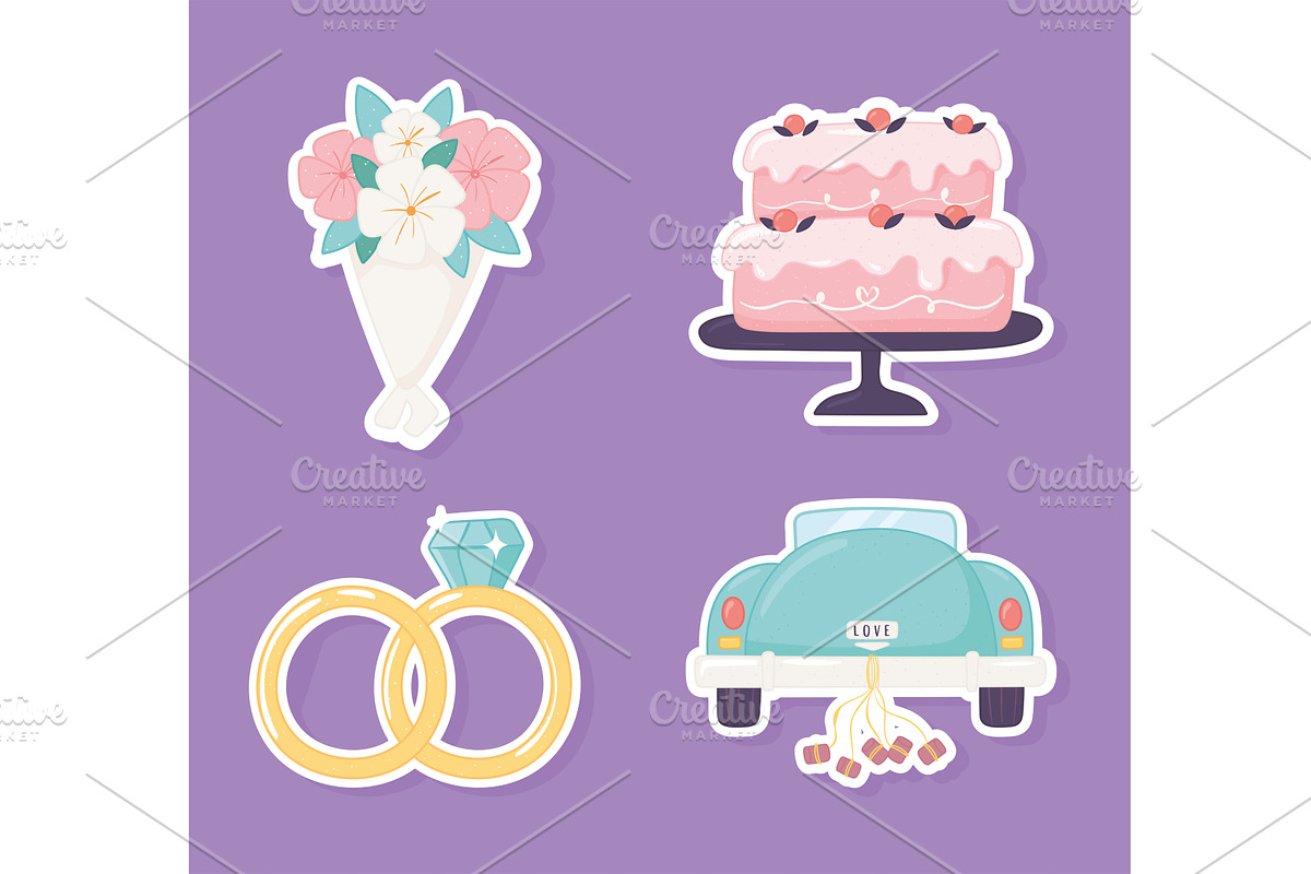 wedding icon set, an Illustration by studiogstock