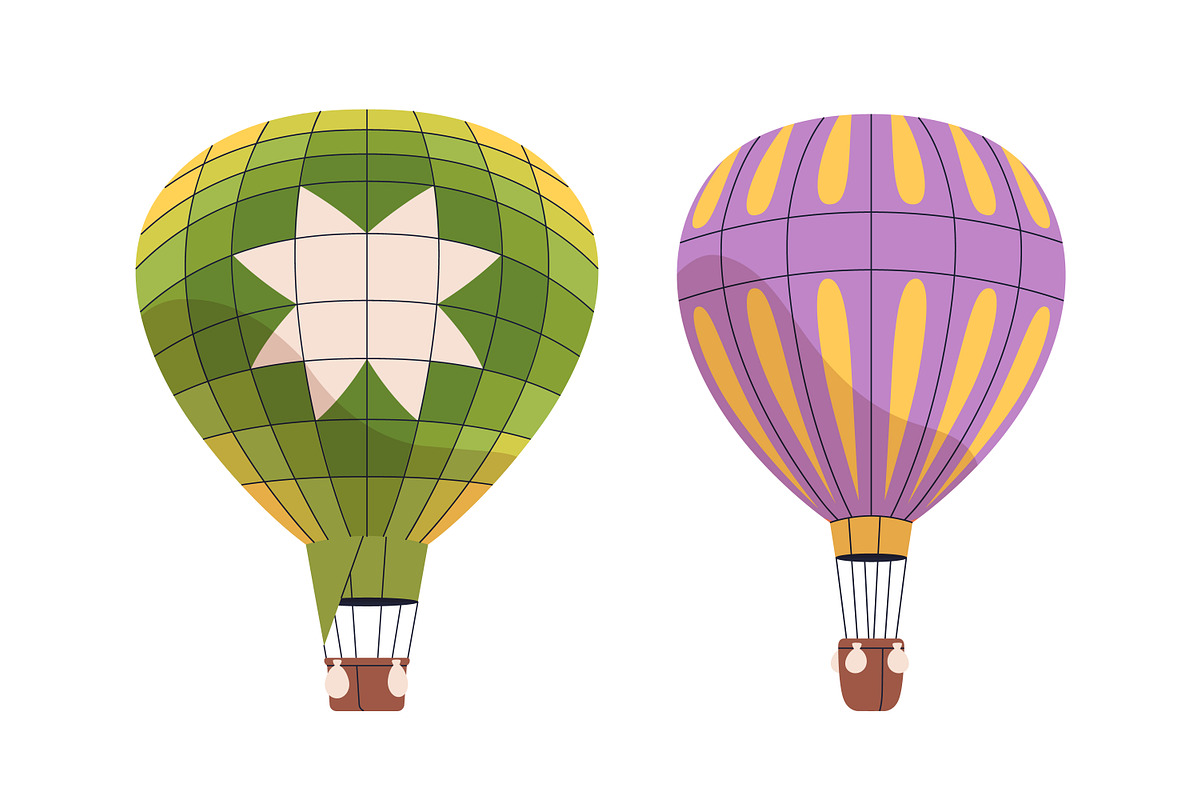 Hot air balloons for sky flying set, a Transportation Illustration by Good Studio (Photo 3 of 7)