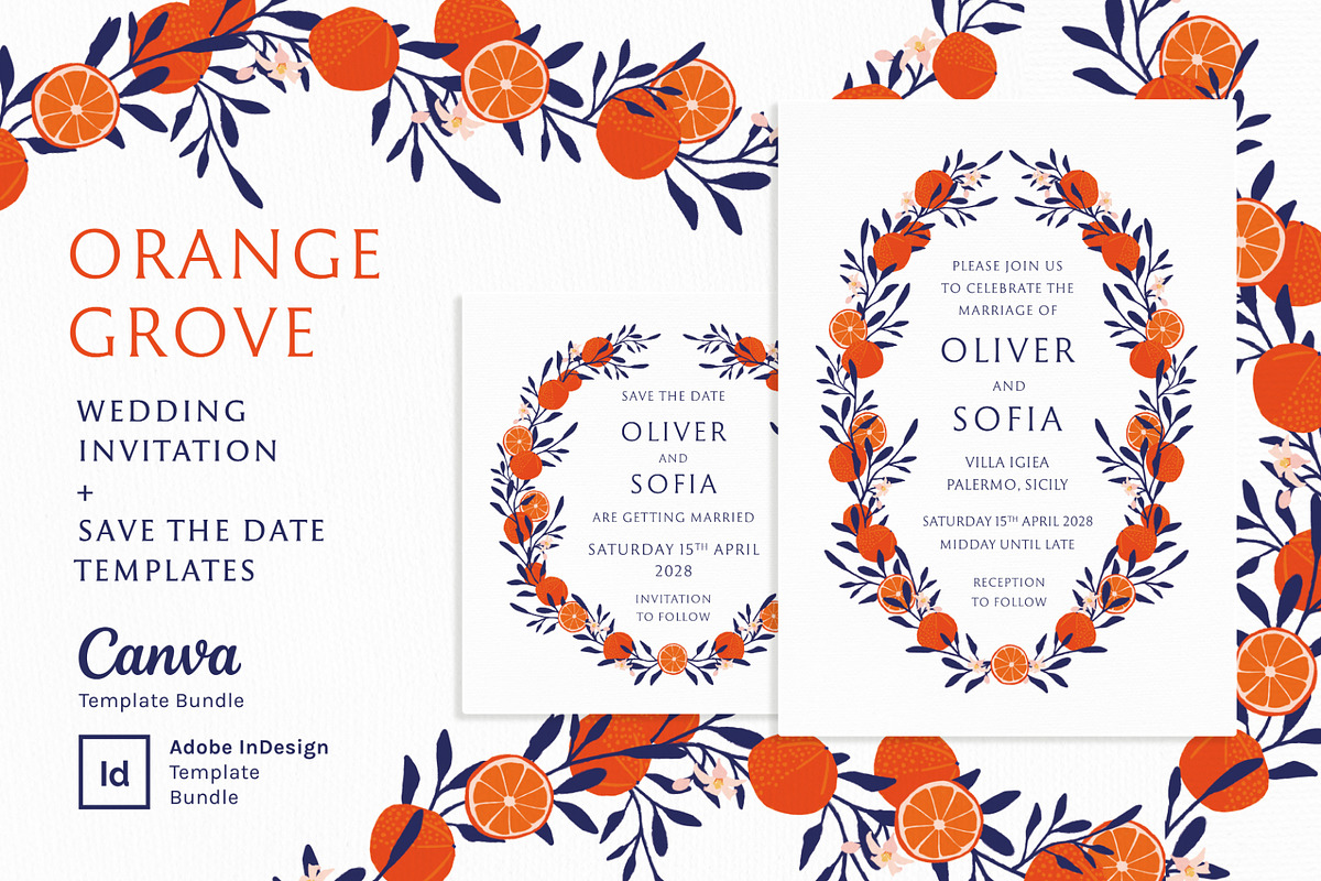 Orange Grove Wedding Invite Bundle, an Invitation Template by Wedding Whippet (Photo 1 of 8)