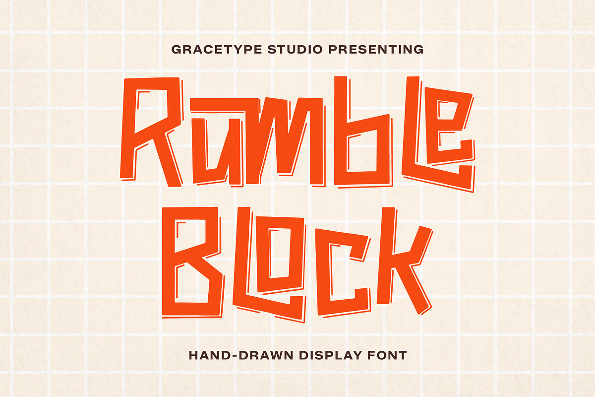 Rumble Block | Hand Drawn Display, a Handwritten Font by gracetype_studio (Photo 1 of 12)