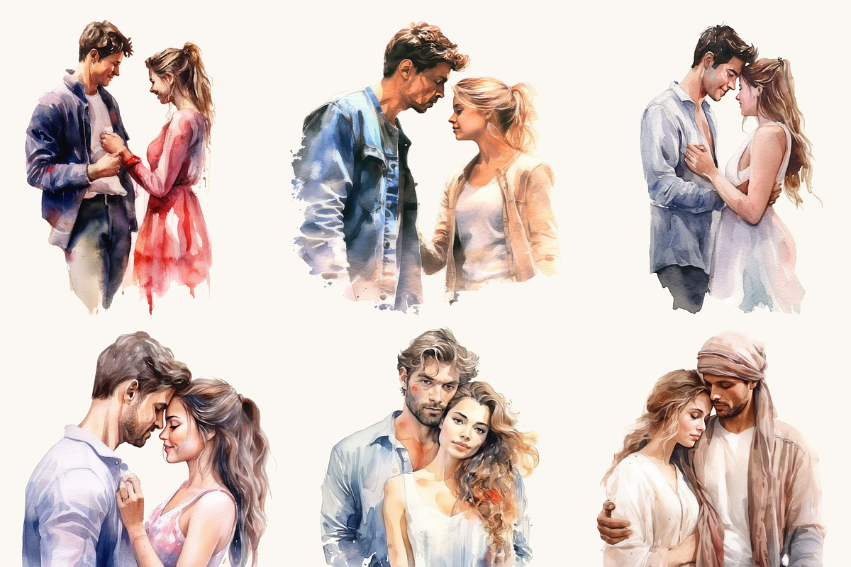 Watercolor Love Couple Clipart, a Person Illustration by BusyDaydesign