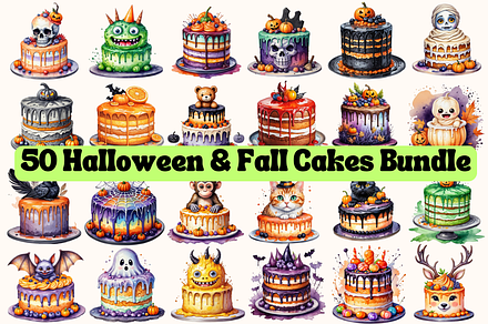 Halloween Cakes Clipart Bundle